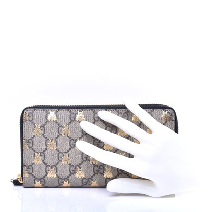 Gucci GG Supreme Monogram Bees Zip Around Wallet 2 of 11