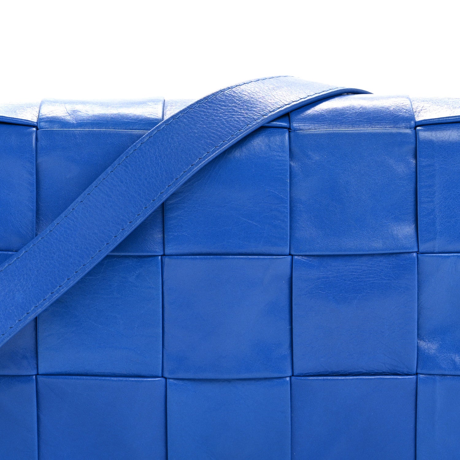 Bottega Veneta Paper Calfskin Maxi Intreccio Cassette Crossbody Bag Cobalt 8 of 15