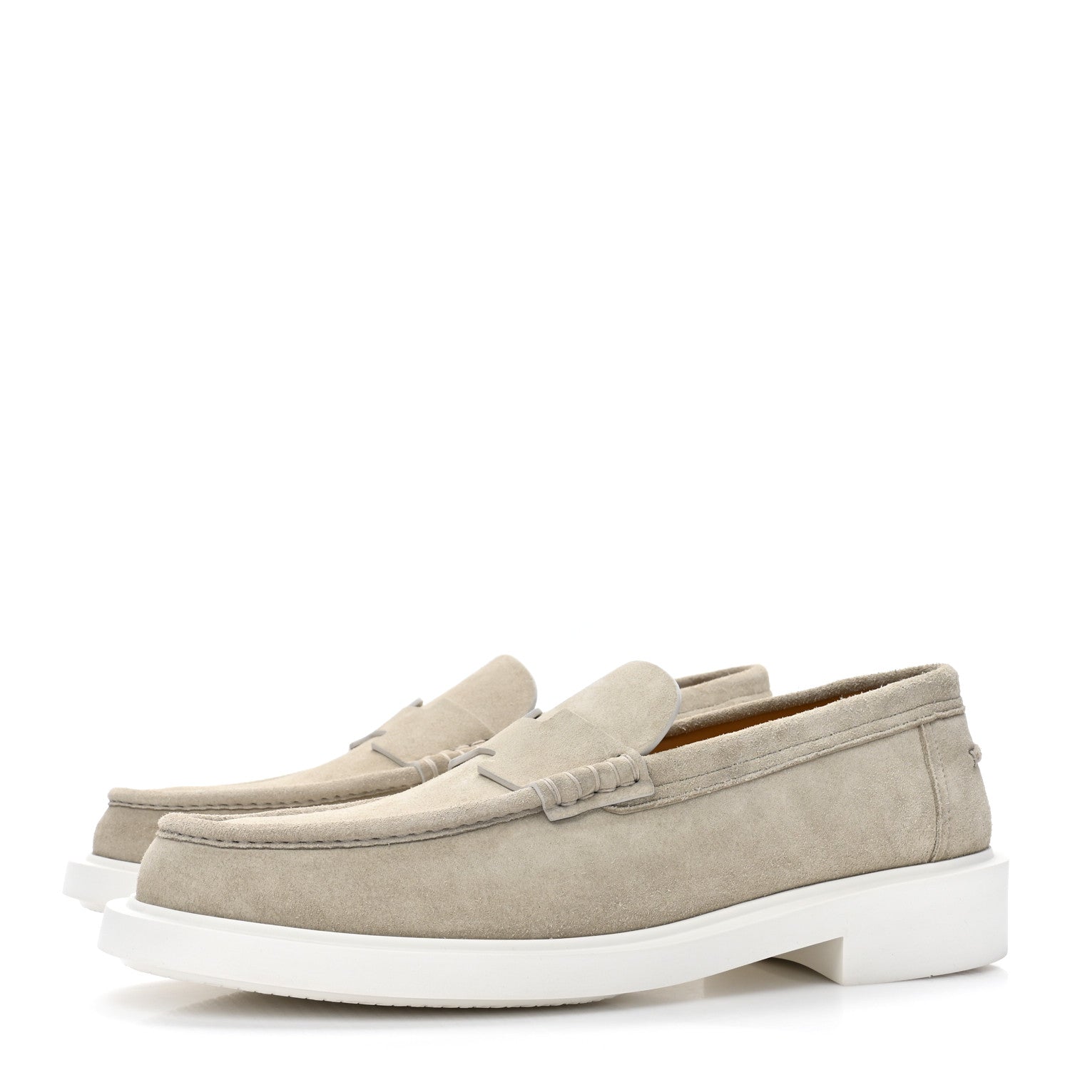 Hermes Suede Goatskin Mens Guillaume Loafers 43.5 Beige Argile 3 of 9