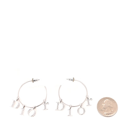Christian Dior Crystal Hoop Earrings Silver 2 of 4