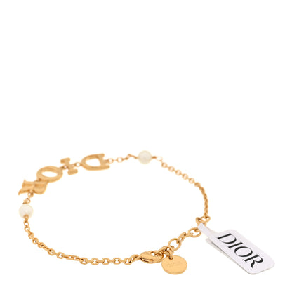 Christian Dior Metal Pearl Logo Bracelet Gold 3 of 5