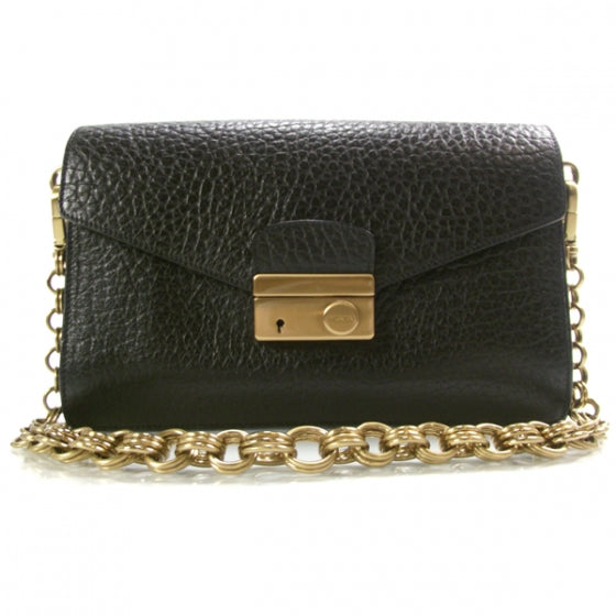 Leather Berlino Sound Clutch Bag Black