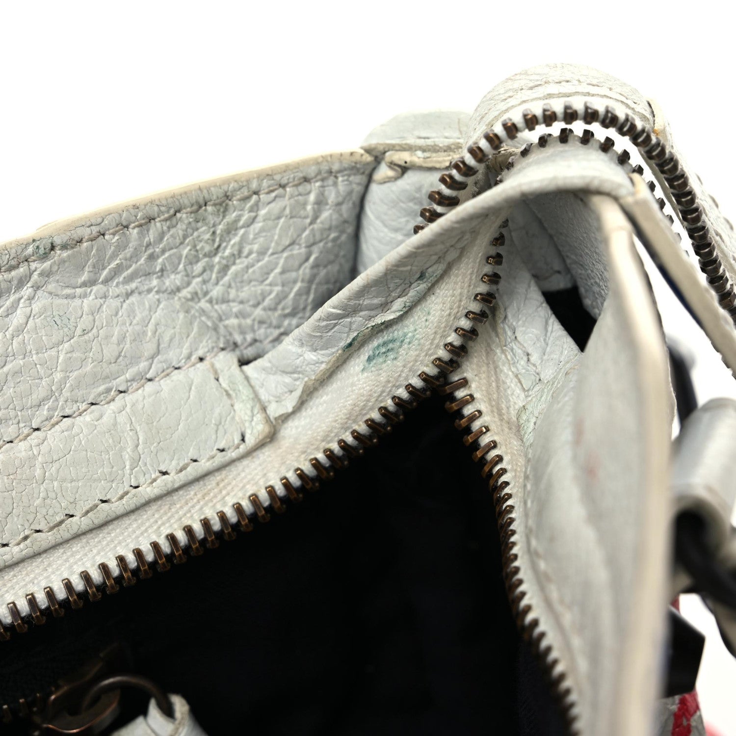Balenciaga Agneau Graffiti All Over Classic Hardware Mini City White Bleu Rouge 28 of 31
