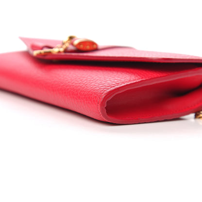 Chloe Shiny Grained Calfskin Aby Wallet on Chain Crimson Pink 6 of 8