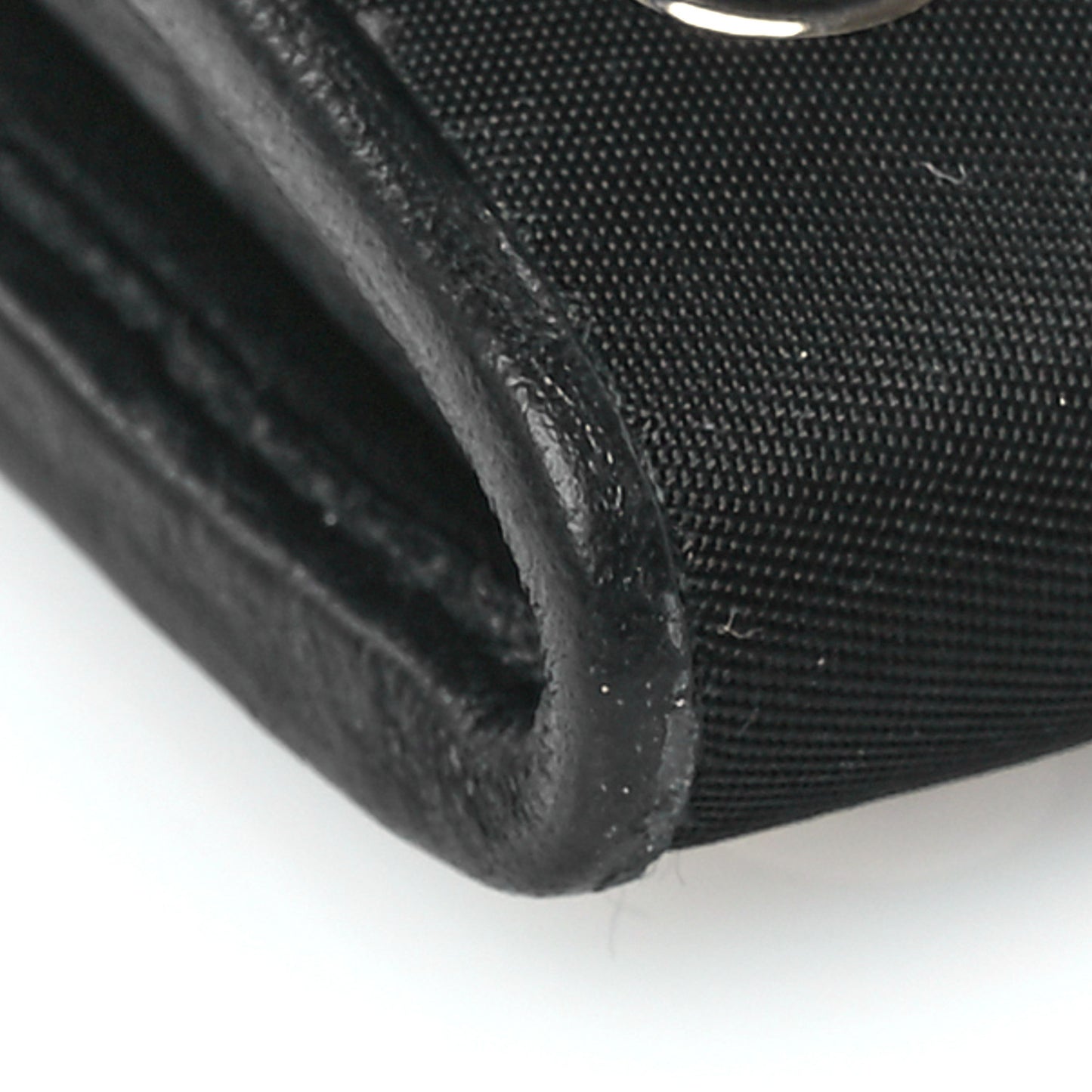 Tessuto Nylon Soft Calf Grommet Wallet On Chain Black