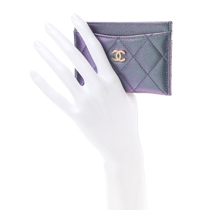 Chanel Iridescent Caviar Quilted Card Holder Dark Blue 2 of 9