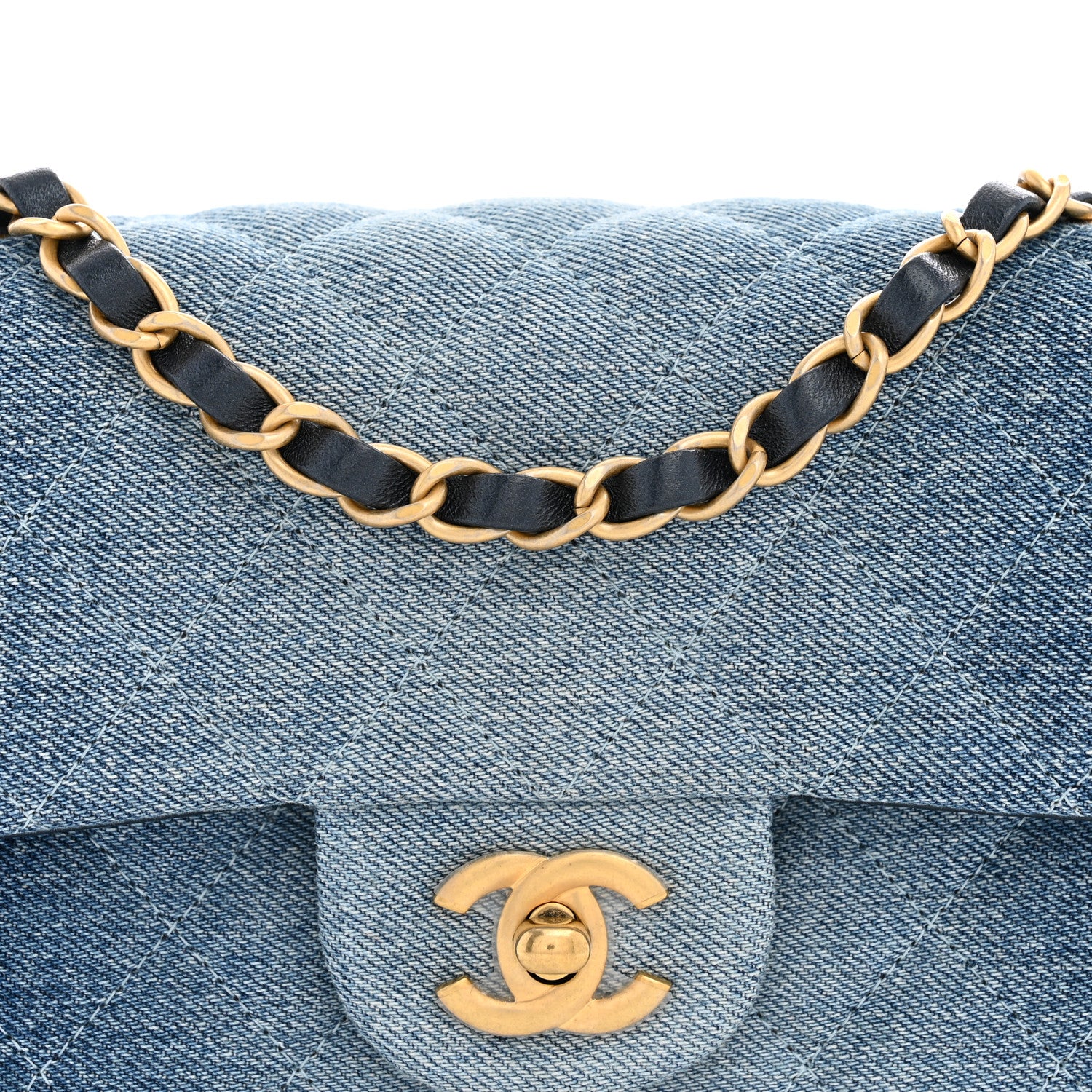 Chanel Washed Denim Quilted Mini Rectangular Flap  Blue 8 of 11