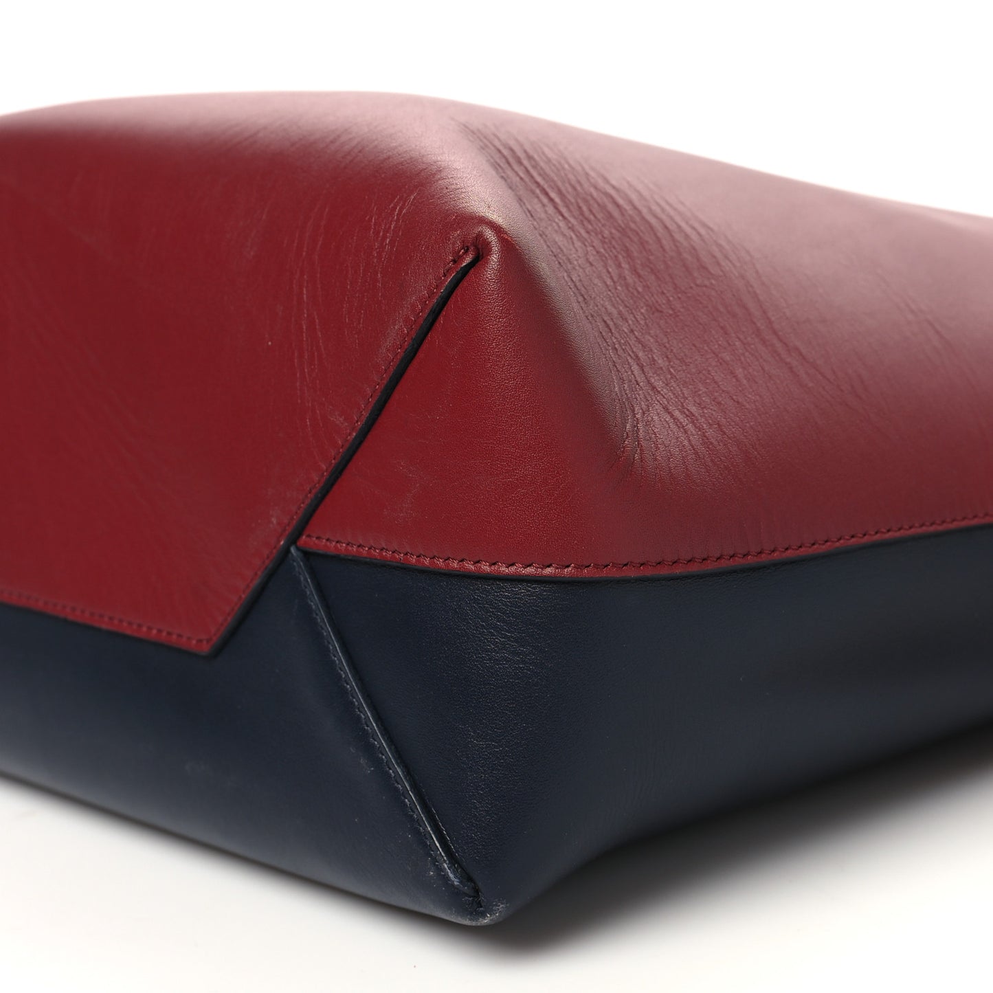 Shiny Smooth Calfskin Small Twisted Cabas Dark Ruby Navy