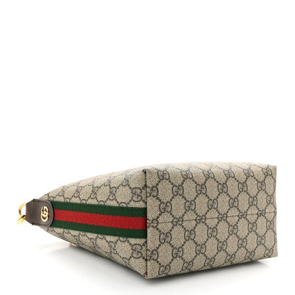 Gucci GG Supreme Monogram Textured Calfskin Web Super Mini Ophidia Shoulder Bag Beige Ebony New Acero 4 of 10