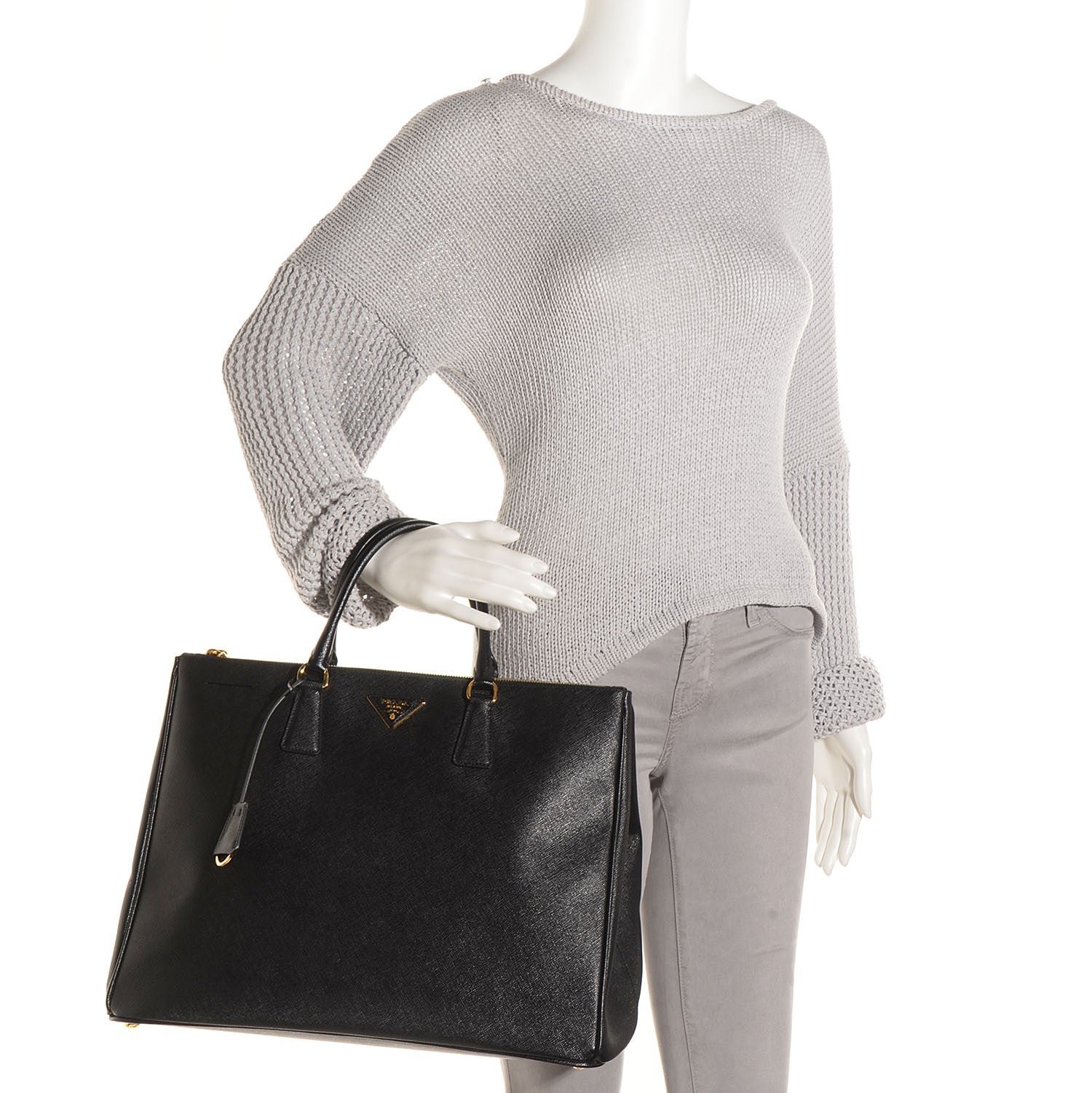 Prada Saffiano Lux Extra Large Galleria Double Zip Tote Black 2 of 10