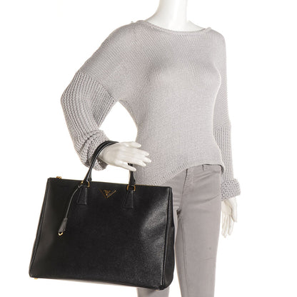 Prada Saffiano Lux Extra Large Galleria Double Zip Tote Black 2 of 10