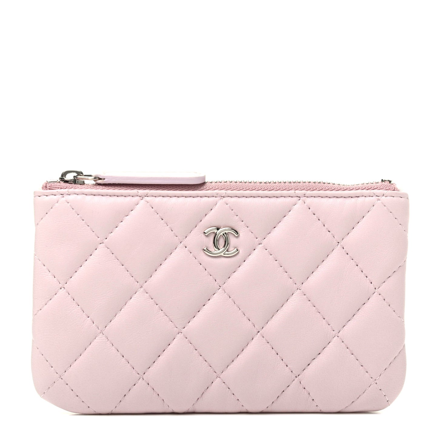 Lambskin Quilted Small Cosmetic Case Pink