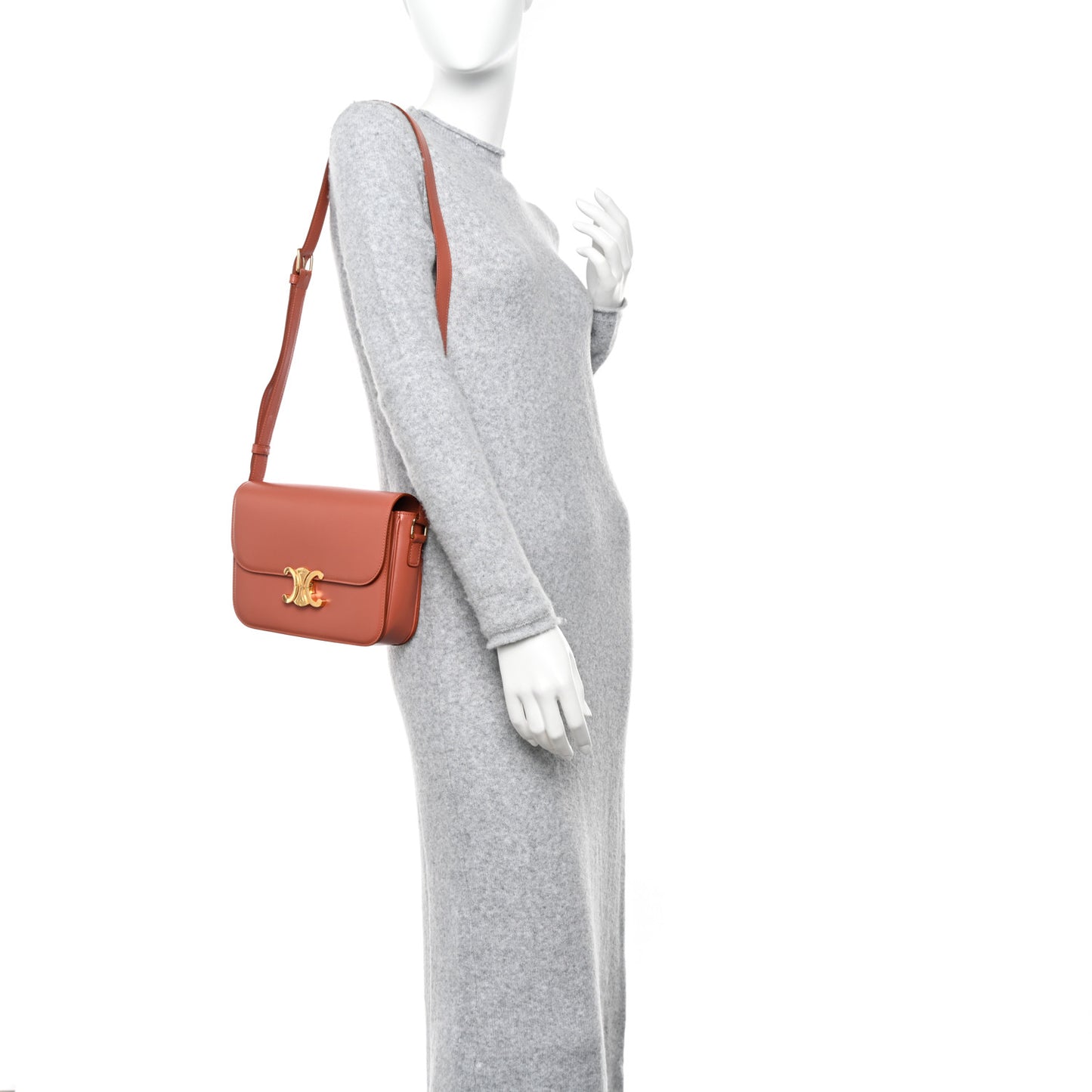 Shiny Calfskin Medium Triomphe Terracotta