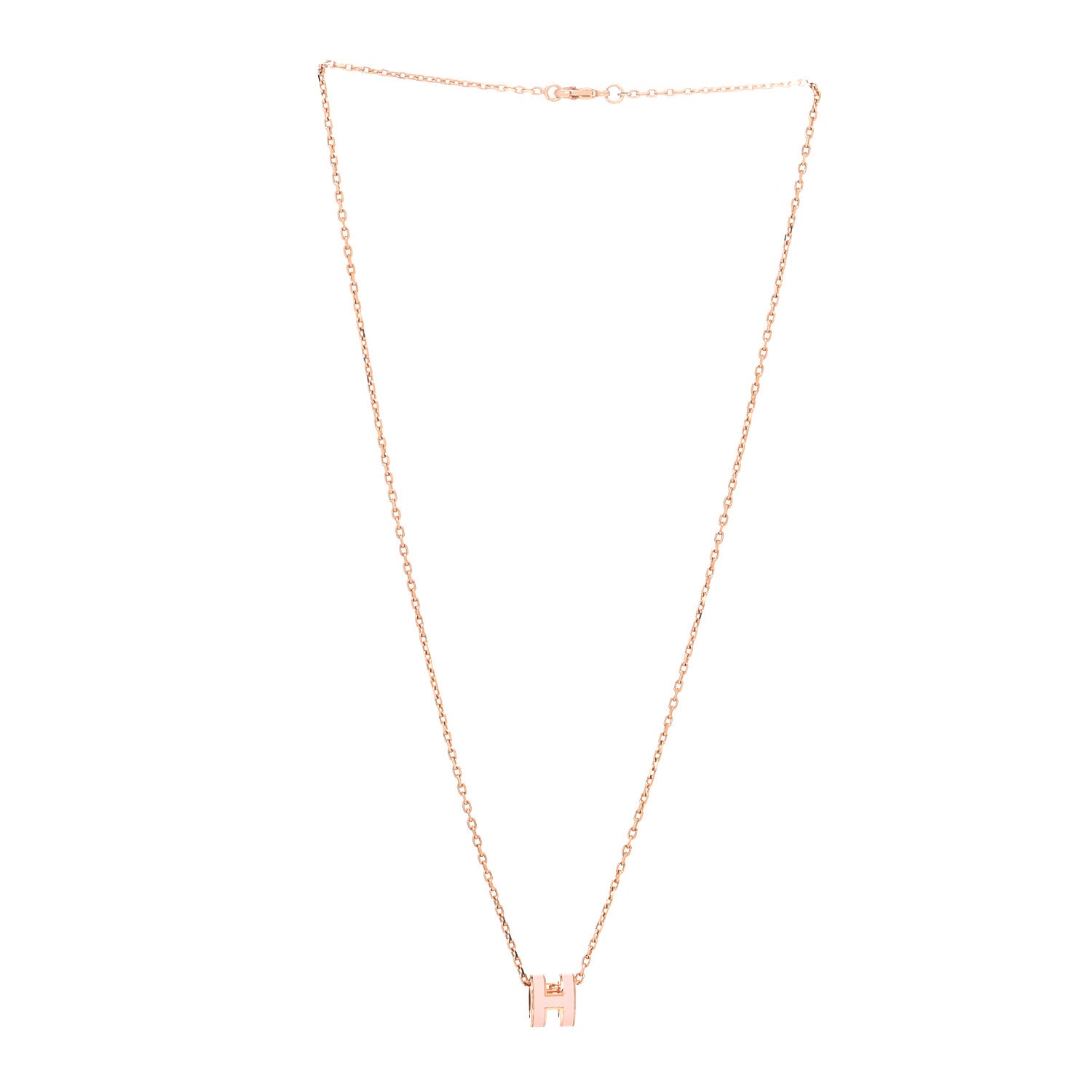 Hermes Lacquered Rose Gold Mini Pop H Pendant Necklace Rose Dragee 3 of 5
