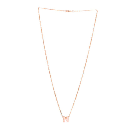 Hermes Lacquered Rose Gold Mini Pop H Pendant Necklace Rose Dragee 3 of 5