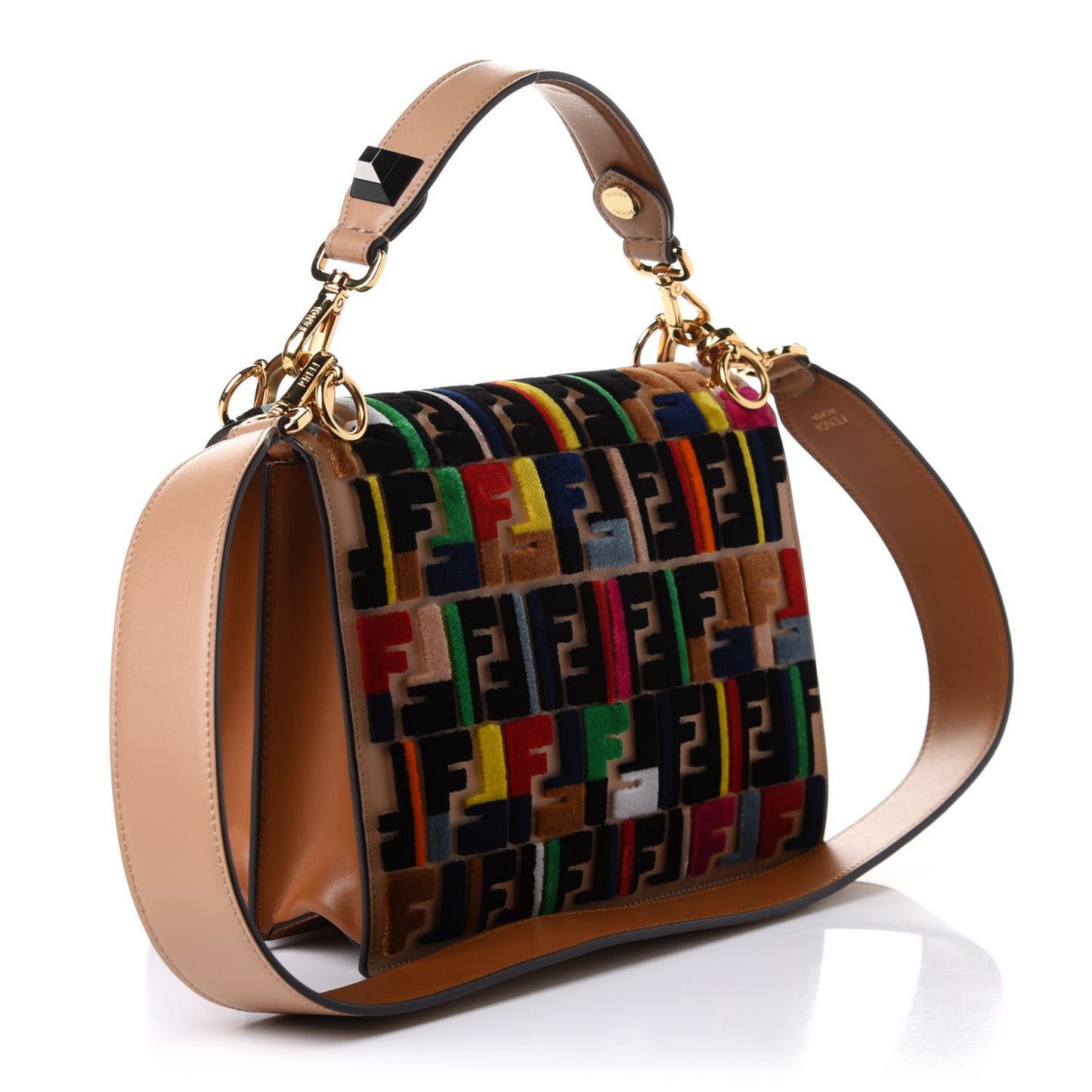 Vitello Liberty Velvet FF Multicolor Kan I Shoulder Bag Multicolor Cuoio