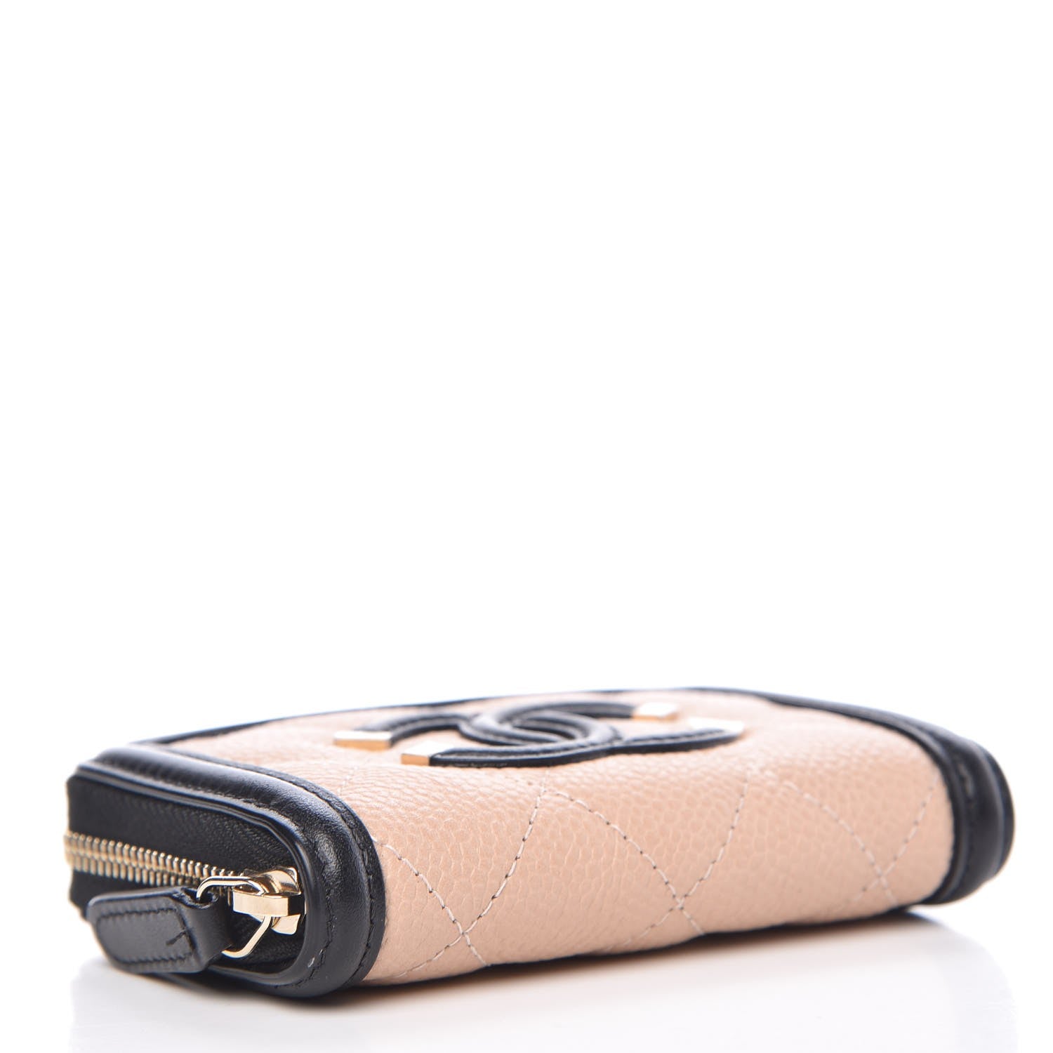Chanel Caviar Quilted Filigree Coin Purse Beige Black 4 of 9