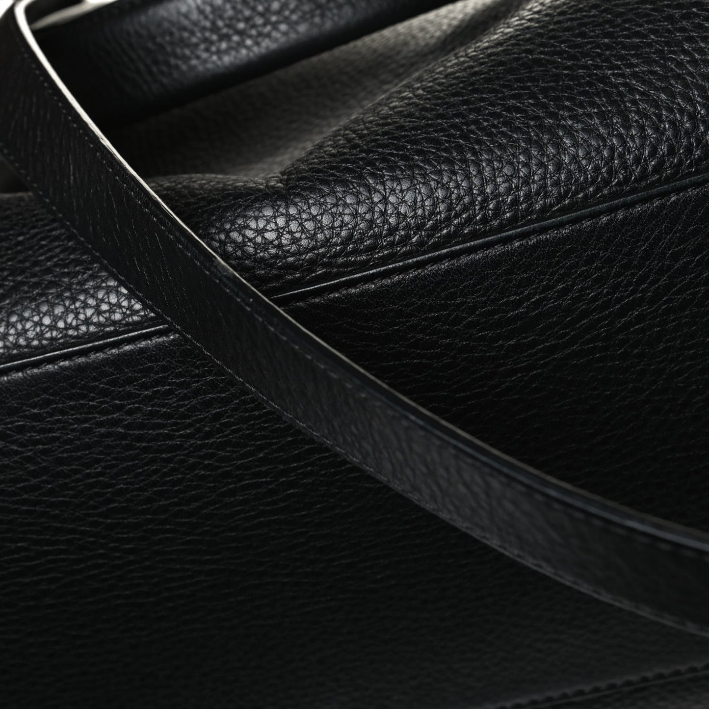 Grained Calfskin Metal Stitch Medium Pandora Pure Flap Bag Black