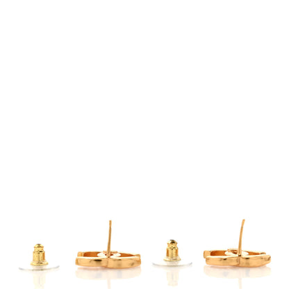 Chanel Metal CC Earrings Gold White 3 of 5