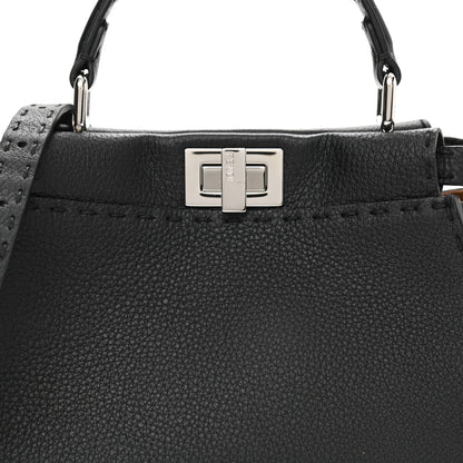 Fendi Cuoio Romano Selleria Bi-Color Mini Peekaboo Iconic Satchel Black Mou 8 of 12