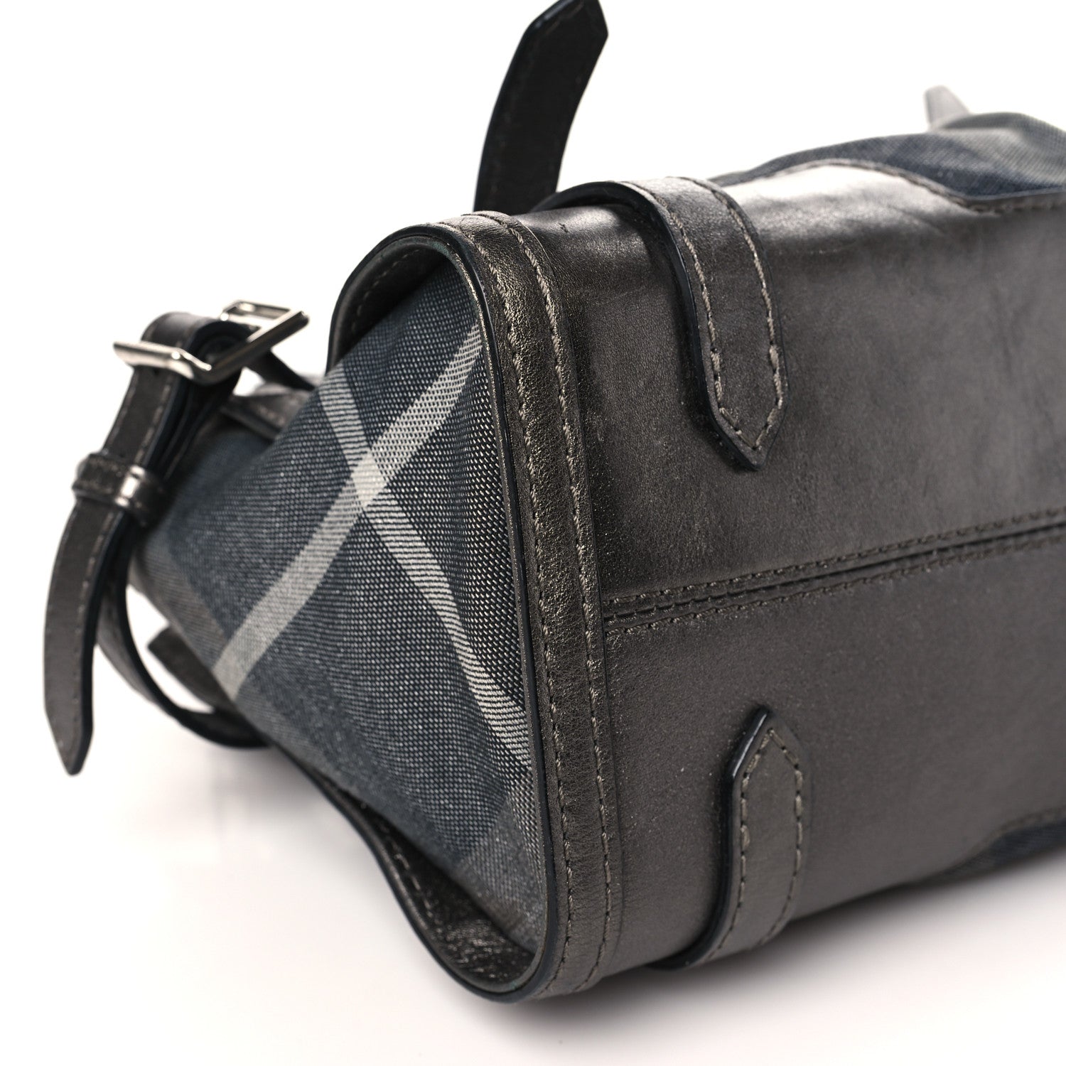Burberry Shimmer Check Pilgrim Satchel Pewter 7 of 8