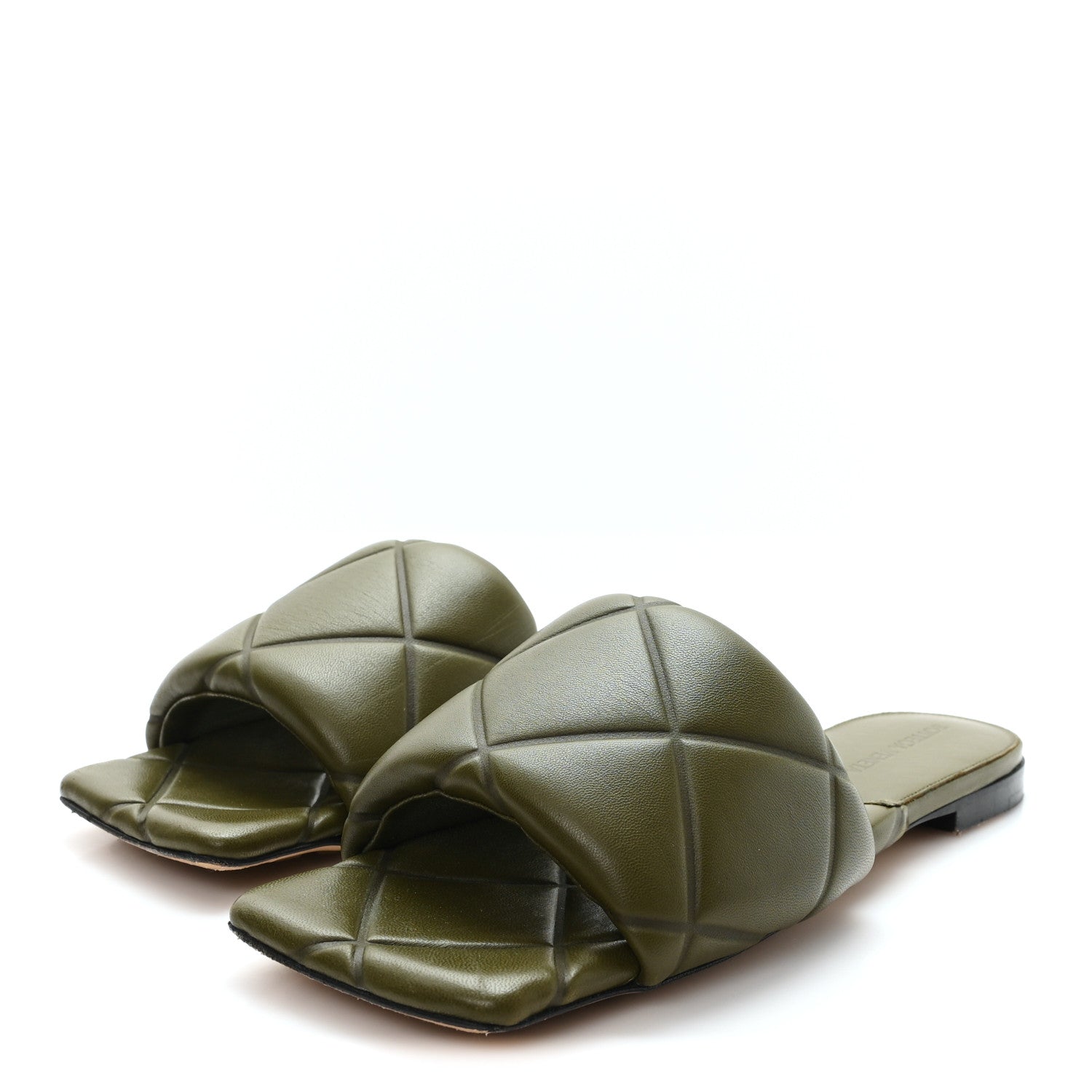 Bottega Veneta Nappa Quilted Rubber Lido Flat Sandals 37 Khaki 4 of 8
