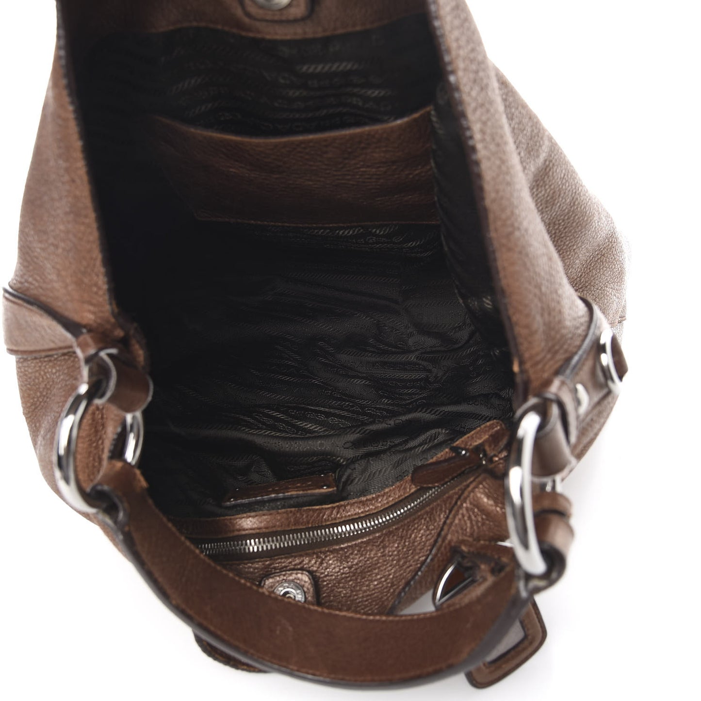 Metallic Vitello Daino Hobo Brown