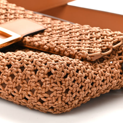 Fendi Straw Vitello King Woven Baguette Brandy 10 of 10