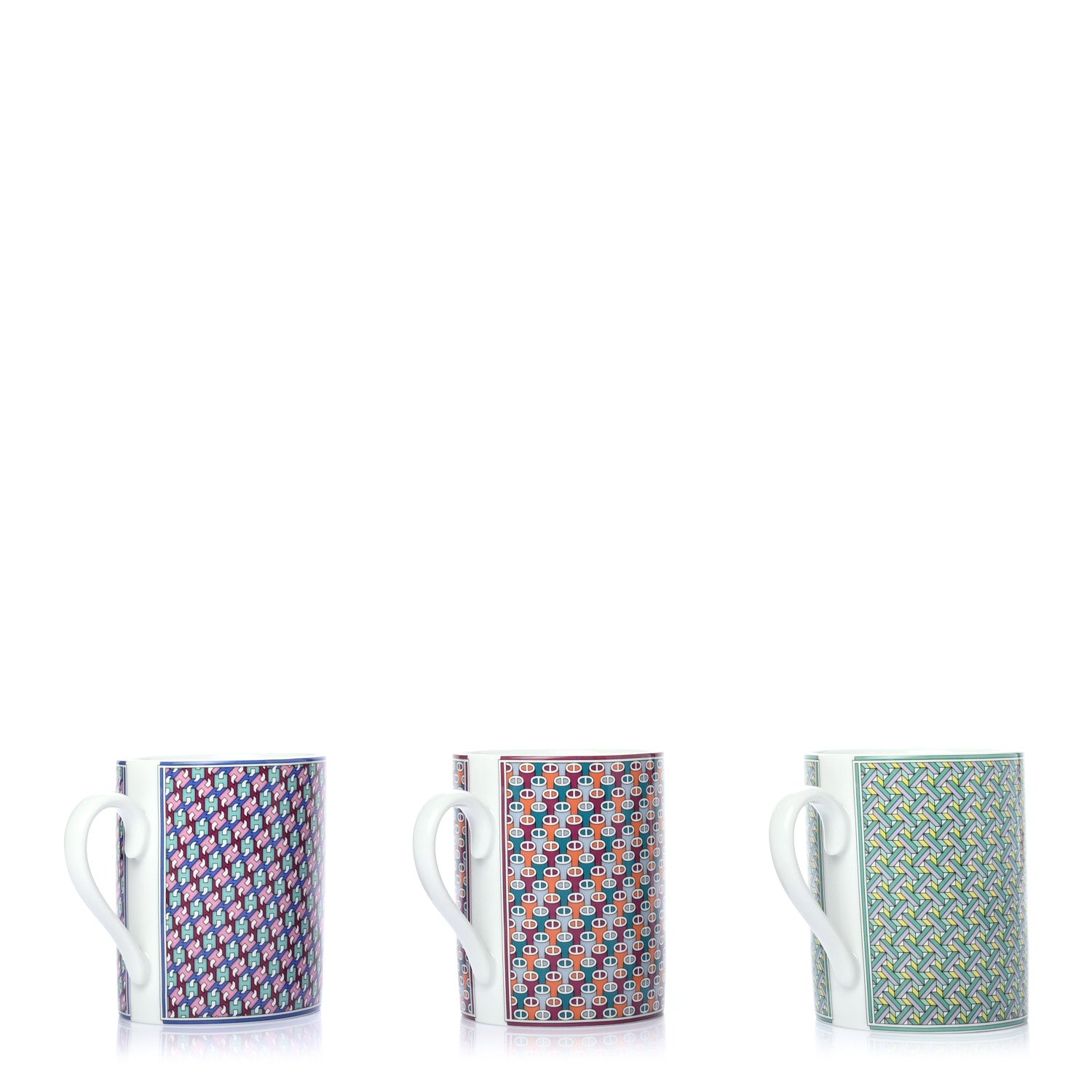 Hermes Porcelain Tie Set Mug Set of 3 3 of 8