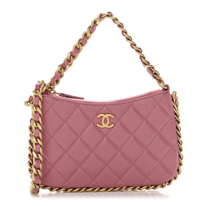 Chanel Lambskin Quilted Chain Around Top Handle Mini Bag Pink 1 of 11
