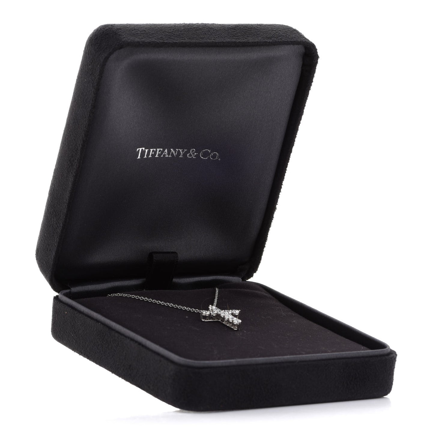 Platinum Diamond Medium Cross Pendant Necklace