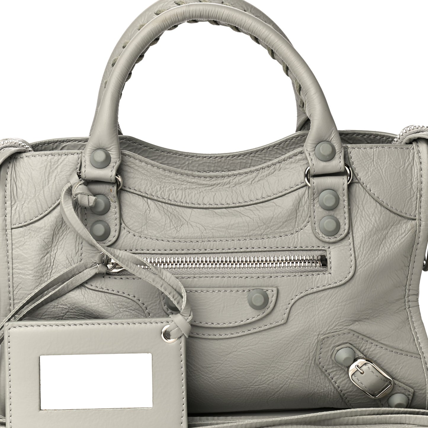 Matte Goatskin Rubber Covered Classic Hardware Mini City Gris Glace
