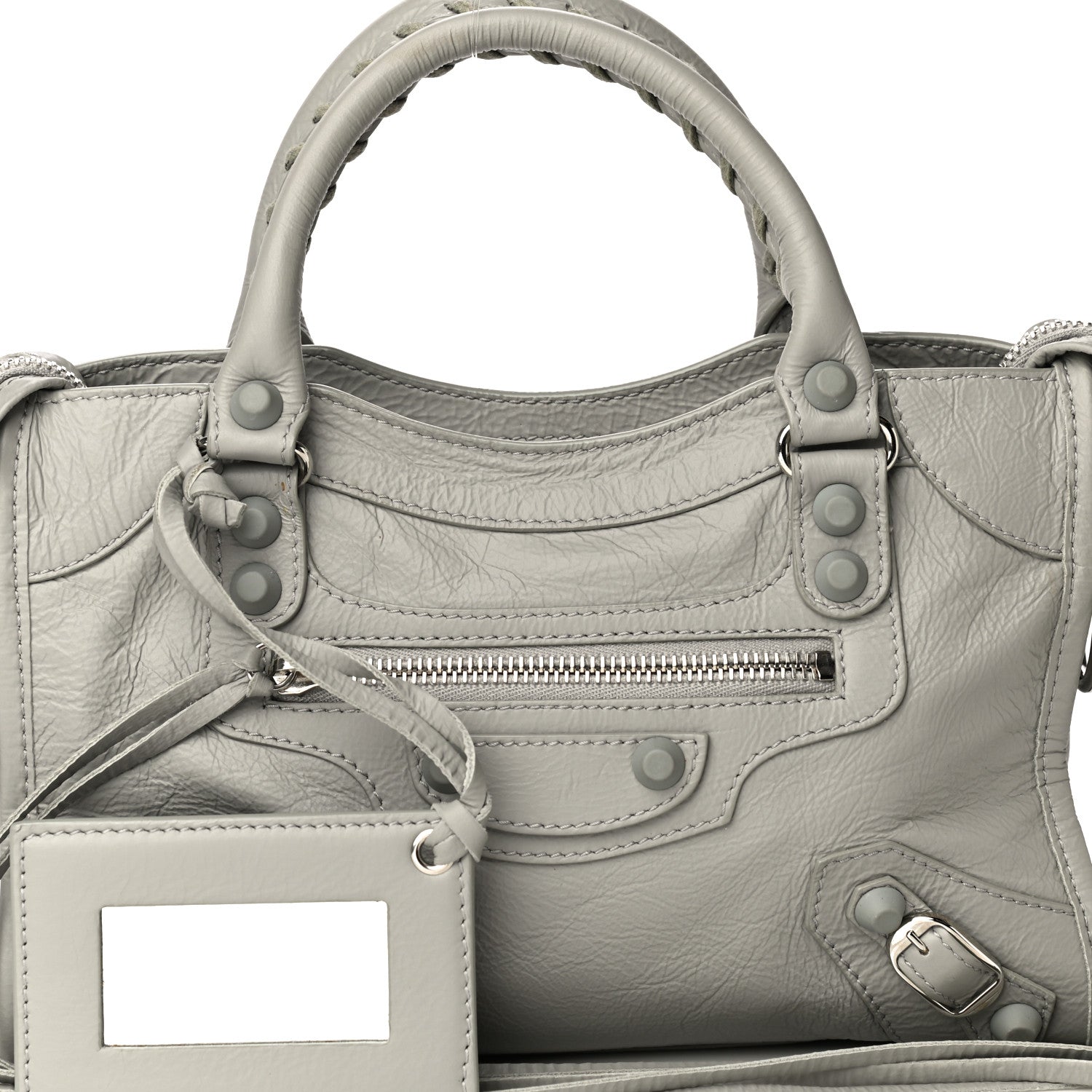 Balenciaga Matte Goatskin Rubber Covered Classic Hardware Mini City Gris Glace 7 of 12