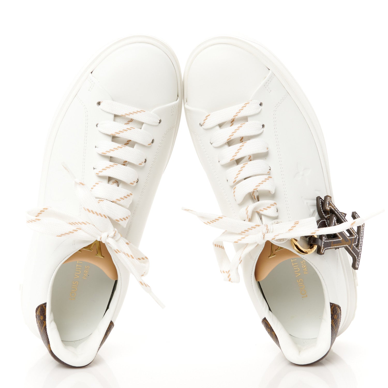 Louis Vuitton Calfskin Monogram Debossed Time Out Sneakers 38 White 2 of 11