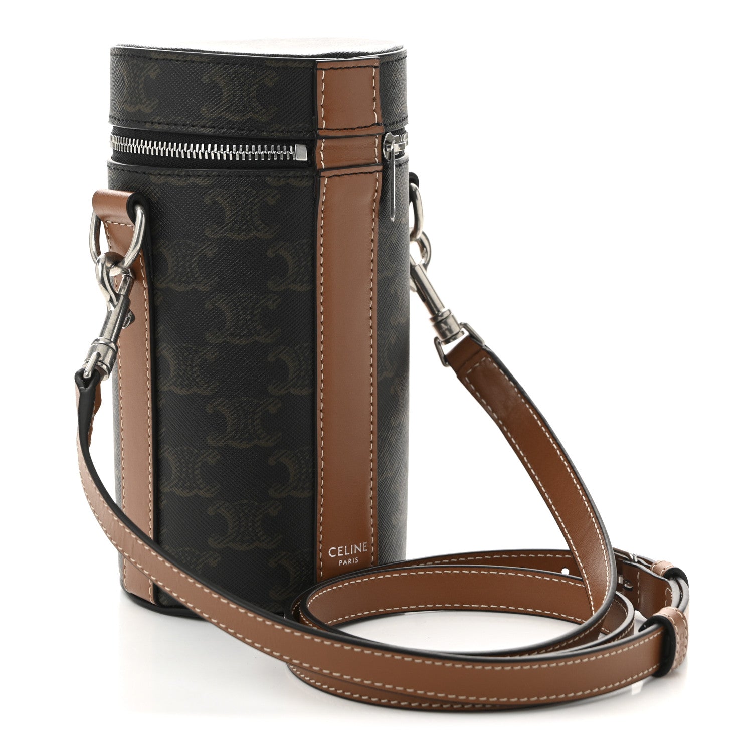 Celine Triomphe Canvas Vertical Cylinder Bag Tan 3 of 11