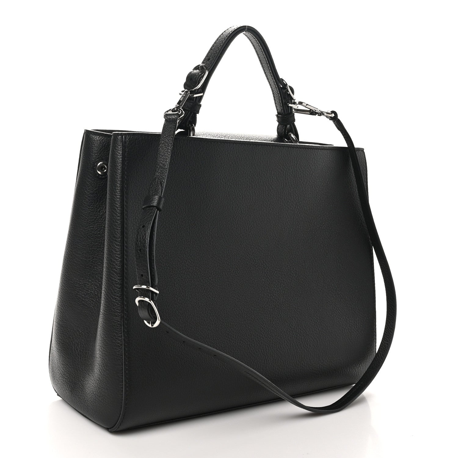 Jimmy Choo Grainy Calfskin Large Varenne Logo Top Handle Satchel Black 3 of 9