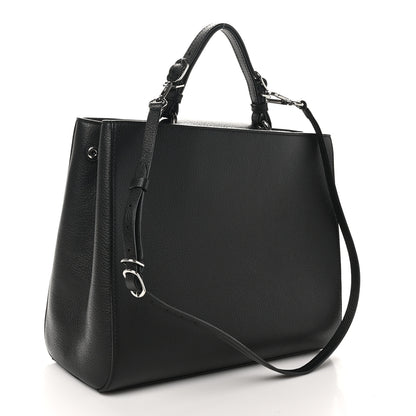 Jimmy Choo Grainy Calfskin Large Varenne Logo Top Handle Satchel Black 3 of 9