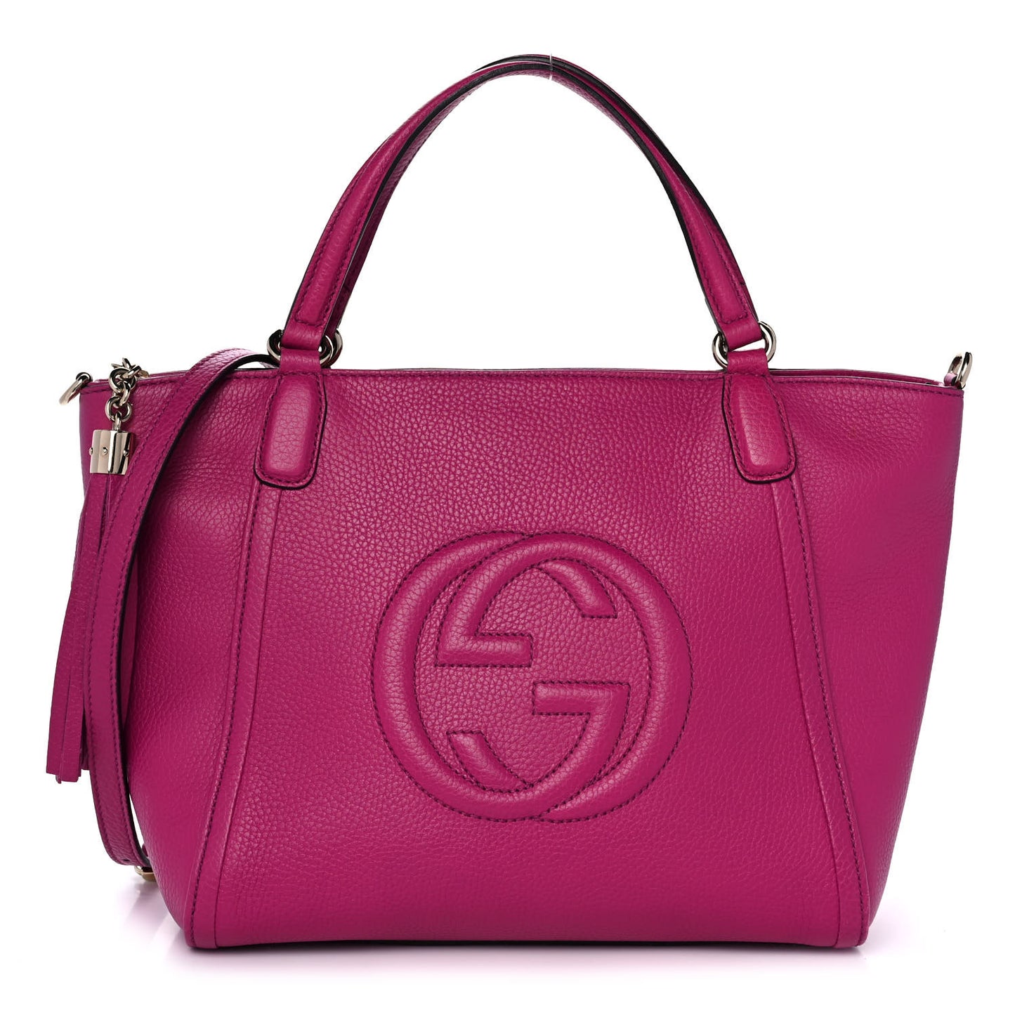 Pebbled Calfskin Small Soho Top Handle Bag Bright Bougainvillea