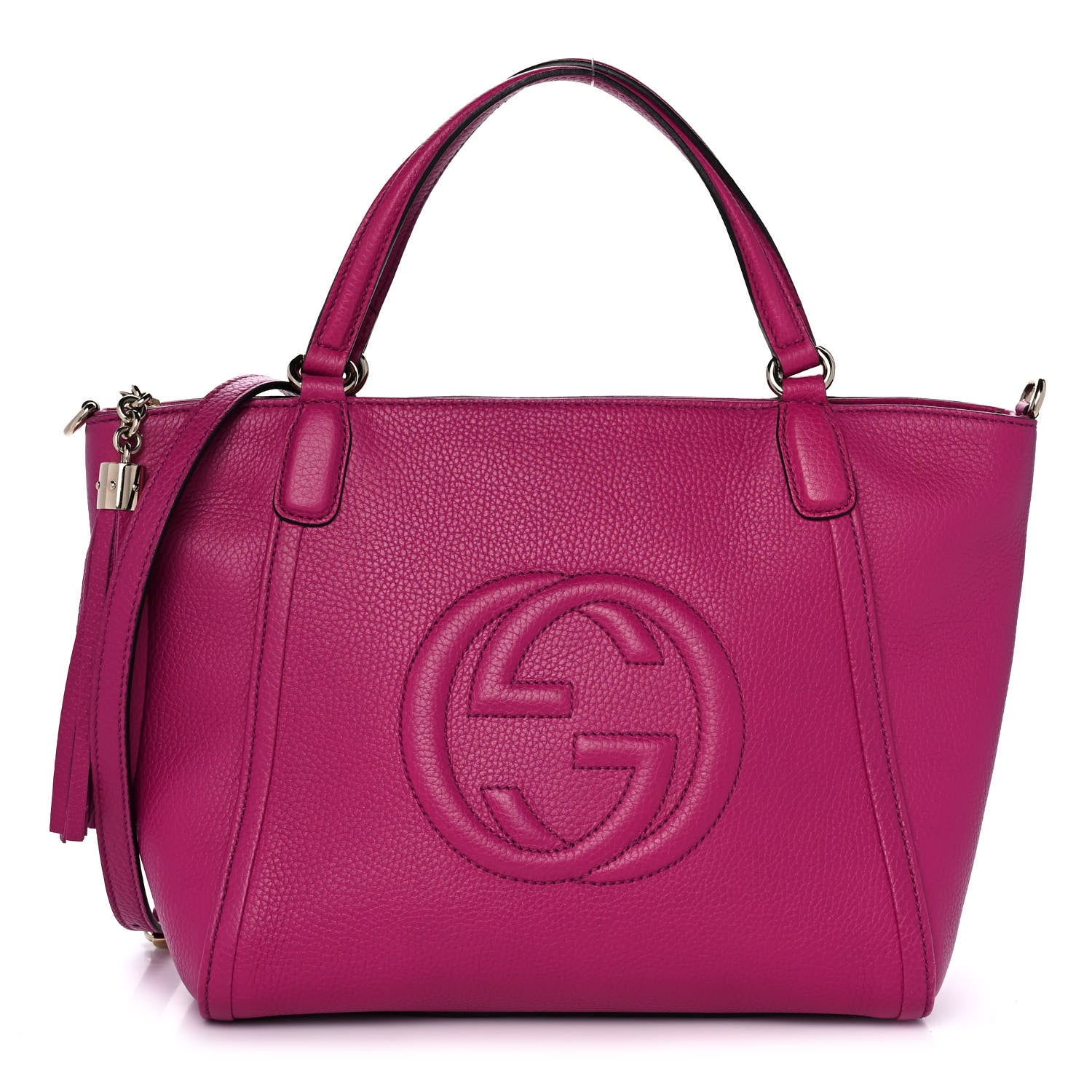 Gucci Pebbled Calfskin Small Soho Top Handle Bag Bright Bougainvillea 1 of 10