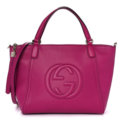 Gucci Pebbled Calfskin Small Soho Top Handle Bag Bright Bougainvillea 1 of 10