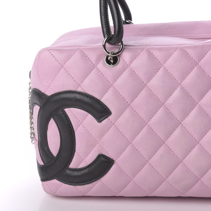 Chanel Calfskin Quilted Large Cambon Bowler Pink Black 10 of 12