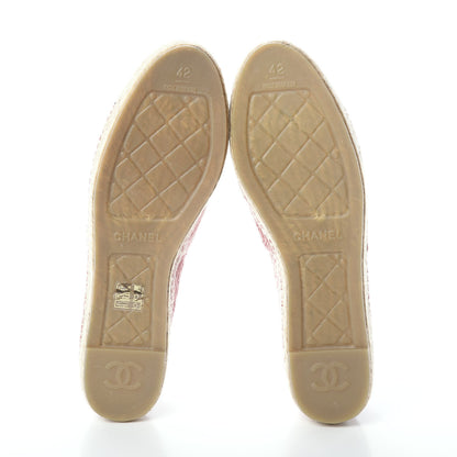 Chanel Velvet Grosgrain Quilted Camellia CC Espadrilles 42 Pink Black 7 of 7