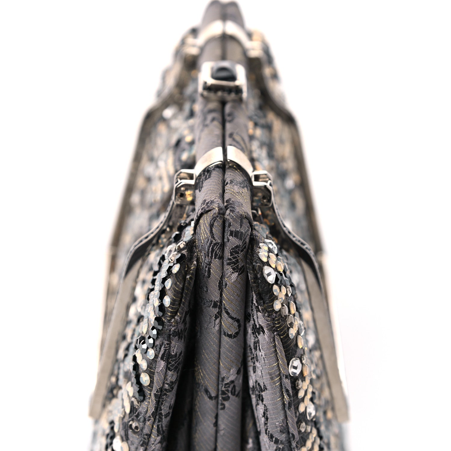 Judith Leiber Crystal Fabric Embroidered Evening Bag Grey 12 of 14