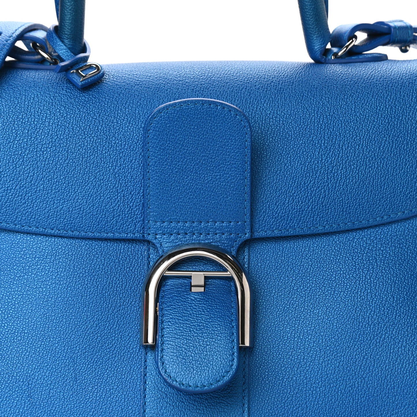 Metallic Grained Calfskin MM Brillant Satchel Satin Electric