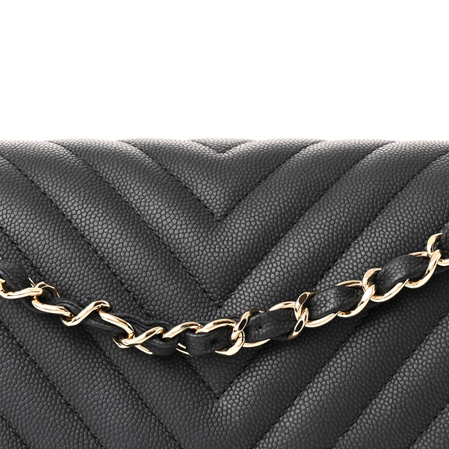 Chanel Caviar Chevron Quilted Medium Double Flap Black 8 of 11