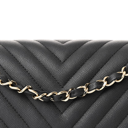 Chanel Caviar Chevron Quilted Medium Double Flap Black 8 of 11