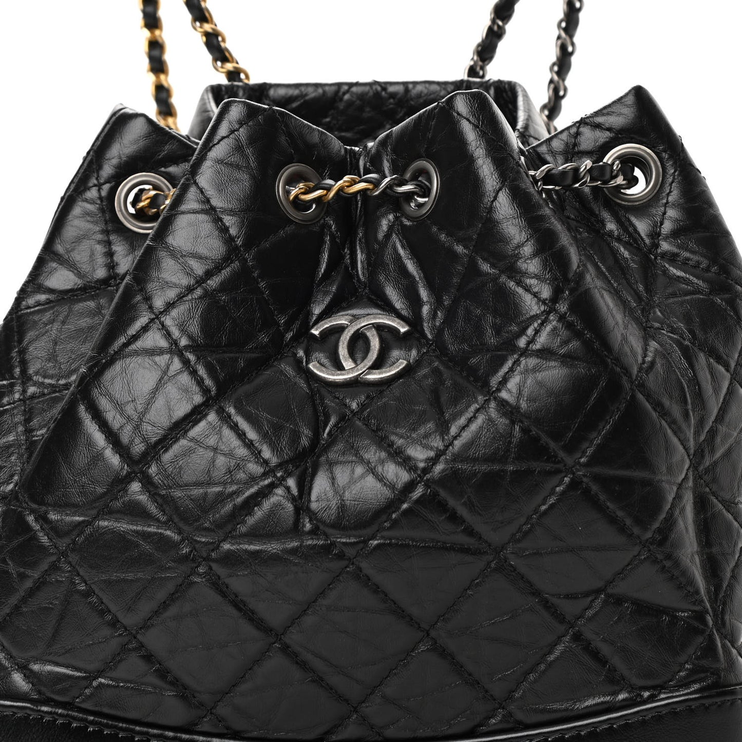 Aged Calfskin Quilted Small Gabrielle Backpack Black