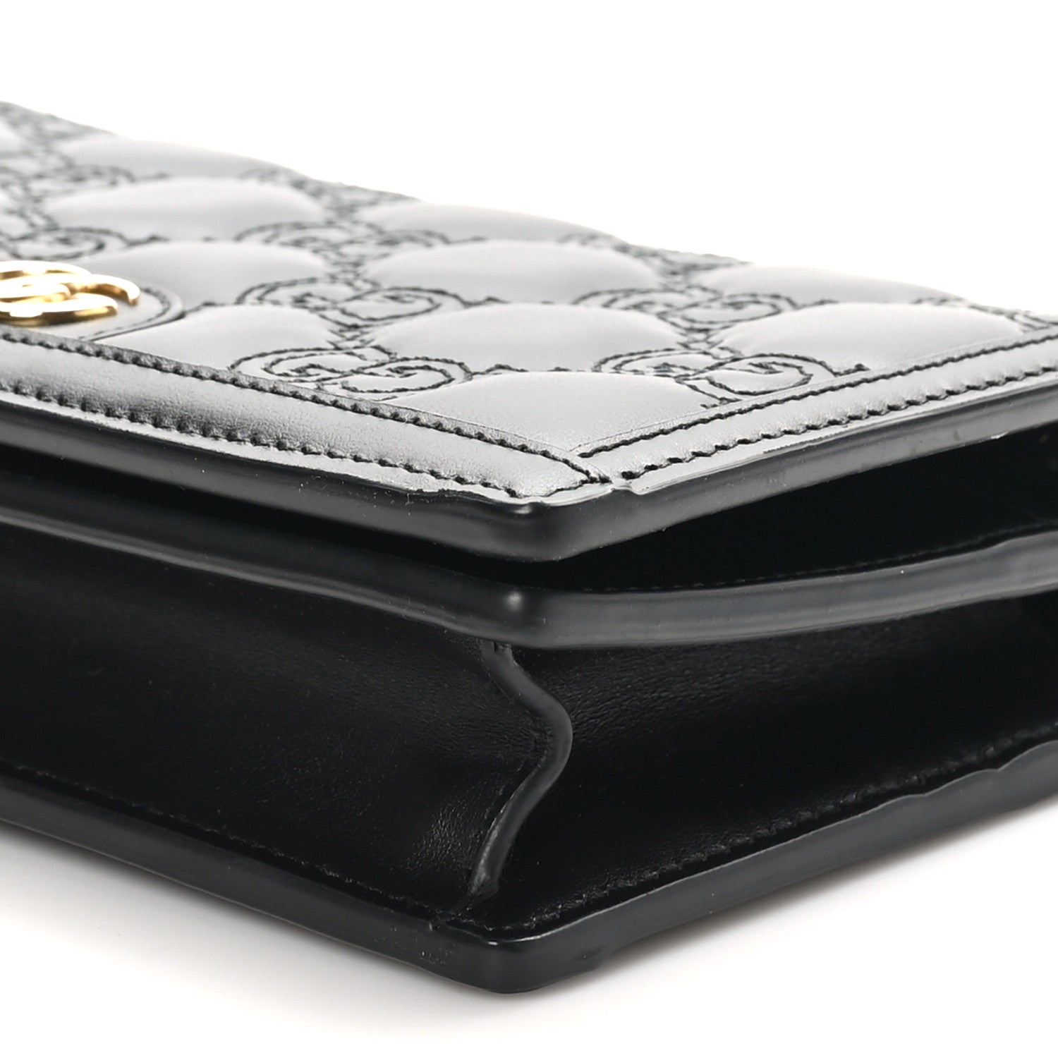Gucci Calfskin GG Matelasse Chain Wallet Black 9 of 10