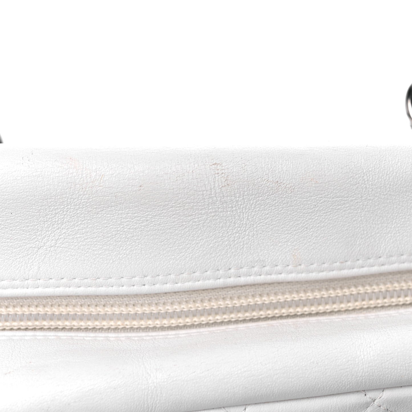 Calfskin Quilted Large Cambon Bowler White Black