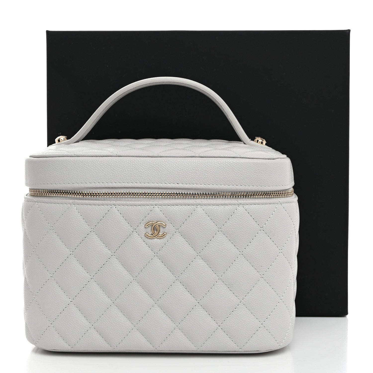 Chanel Caviar Quilted Large Vanity Pouch Light Grey 9 of 9